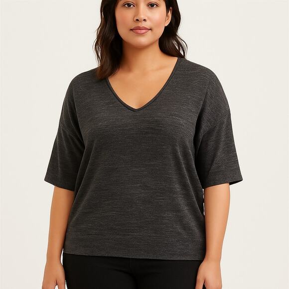 Torrid Super Soft Plush V-Neck 3/4 Sleeve Top Gray Sz 0 (12)Lightweight Stretch - Picture 1 of 10